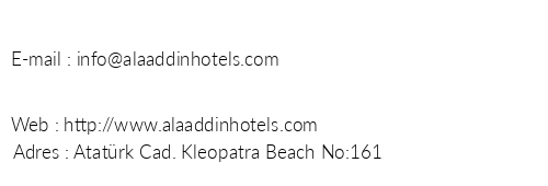 Alaaddin Beach Hotel telefon numaralar, faks, e-mail, posta adresi ve iletiim bilgileri
